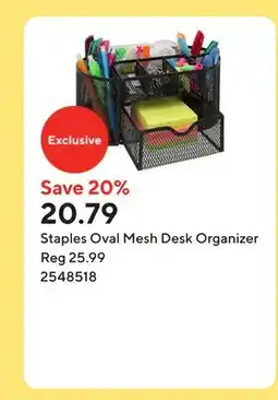 Staples Staples Oval Mesh Desk Organizer offer