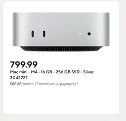 Staples Mac mini - M4 - 16 GB - 256 GB SSD - Silver offer