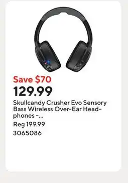 Staples Skullcandy Crusher Evo Sensory Bass Wireless Over-Ear Headphones - True Black offer