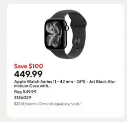 Staples Apple Watch Series 11 - 42 mm - GPS - Jet Black Aluminium Case with Black Sport Band - M/L offer