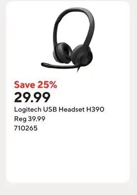 Staples Logitech USB Headset H390 offer