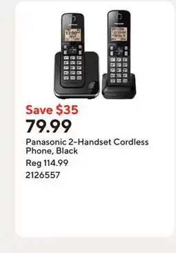 Staples Panasonic 2-Handset Cordless Phone, Black offer