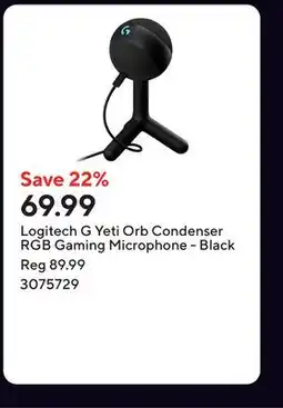 Staples Logitech G Yeti Orb Condenser RGB Gaming Microphone - Black offer