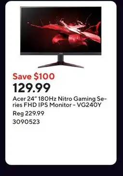 Staples Acer 24 180Hz Nitro Gaming Series FHD IPS Monitor - VG240Y offer