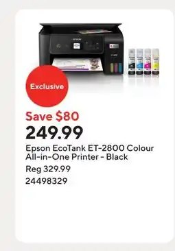Staples Epson EcoTank ET-2800 Colour All-in-One Printer - Black offer