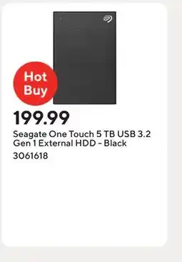 Staples Seagate One Touch 5 TB USB 3.2 Gen 1 External HDD - Black offer