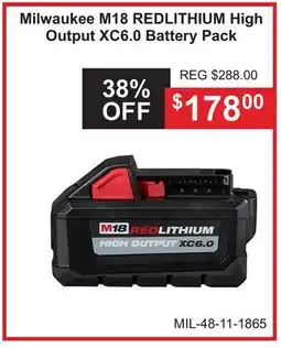 Atlas Tools & Machinery Milwaukee M18 REDLITHIUM High Output XC6.0 Battery Pack offer