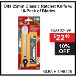 Atlas Tools & Machinery Olfa 25mm Classic Ratchet Knife w/ 10-Pack of Blades offer