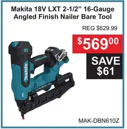 Atlas Tools & Machinery Makita 18V LXT 2-1/2 16-Gauge Angled Finish Nailer Bare Tool offer
