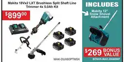 Atlas Tools & Machinery Makita 18Vx2 LXT Brushless Split Shaft Line Trimmer 4x 5.0Ah Kit offer