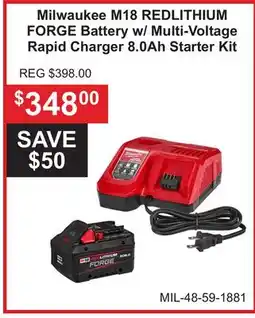 Atlas Tools & Machinery Milwaukee M18 REDLITHIUM FORGE Battery w/ Multi-Voltage Rapid Charger 8.0Ah Starter Kit offer