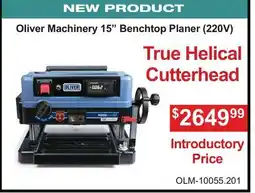 Atlas Tools & Machinery Oliver Machinery 15 Benchtop Planer (220V) offer