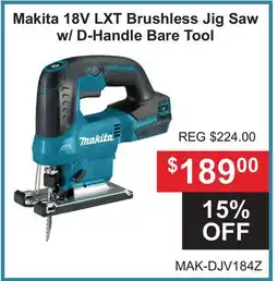 Atlas Tools & Machinery Makita 18V LXT Brushless Jig Saw w/ D-Handle Bare Tool offer