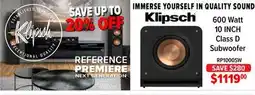 2001 Audio Video Klipsch 600 Watt 10 INCH Class D Subwoofer offer