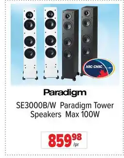 2001 Audio Video SE3000B/W Paradigm Tower Speakers Max 100W offer