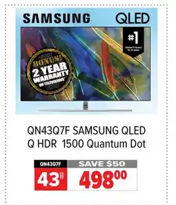 2001 Audio Video QN43Q7F SAMSUNG QLED Q HDR 1500 Quantum Dot 43|| offer