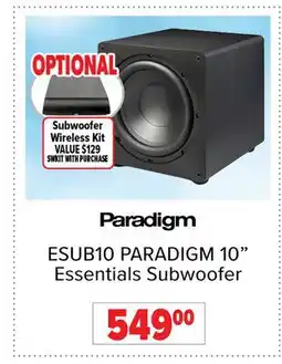 2001 Audio Video ESUB10 PARADIGM 10 Essentials Subwoofer offer