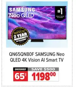 2001 Audio Video QN65QN80F SAMSUNG Neo QLED 4K Vision AI Smart TV 65 offer