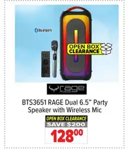 2001 Audio Video BTS3651 RAGE Dual 6.5 Party Speaker with Wireless Mic offer