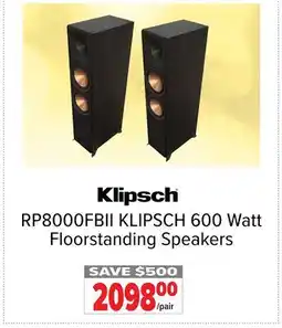 2001 Audio Video RP8000FBII KLIPSCH 600 Watt Floorstanding Speakers offer