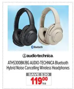 2001 Audio Video ATHS300BK/BG AUDIO-TECHNICA Bluetooth Hybrid Noise Cancelling Wireless Headphones offer