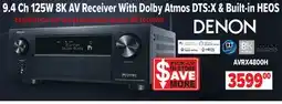 2001 Audio Video AVRX4800H DENON 9.4 Ch 125W 8K AV Receiver With Dolby Atmos DTS:X & Built-in HEOS offer