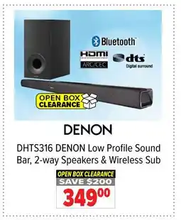 2001 Audio Video DHTS316 DENON Low Profile Sound Bar, 2-way Speakers & Wireless Sub offer