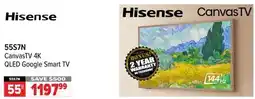 2001 Audio Video 55S7N Hisense 55|| CanvasTV 4K QLED Google Smart TV offer