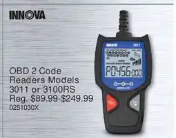 PartSource INNOVA OBD 2 Code Readers Models offer