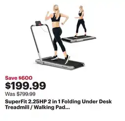 Best Buy SuperFit 2.25HP 2 in 1 Folding Under Desk Treadmill / Walking Pad with Remote Control-Silver offer