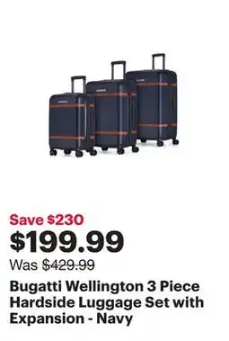 Best Buy Bugatti Wellington 3 Piece Hardside Luggage Set with Expansion - Navy offer
