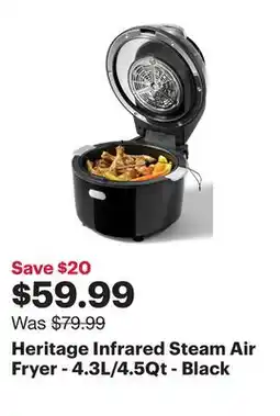 Best Buy Heritage Infrared Steam Air Fryer - 4.3L/4.5Qt - Black offer