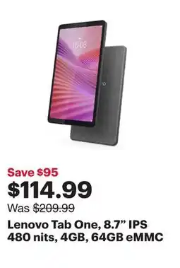 Best Buy Lenovo Tab One, 8.7 IPS 480 nits, 4GB, 64GB eMMC offer
