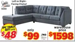 Surplus Furniture Marleton Denim 2-Piece Left Chaise Sectional offer