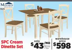 Surplus Furniture Cream & Oak 5-Piece Dinette Set offer