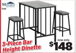 Surplus Furniture Grey & Black Metal 3-Piece Counter Height Dinette Set offer