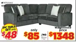 Surplus Furniture Taylon Iron 2-Piece Sectional offer