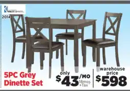 Surplus Furniture Julio Grey 5-Piece Dinette Set offer