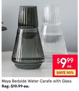 Kitchen Stuff Plus Maya Bedside Water Carafe with Glass offer