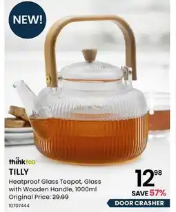 Stokes TILLY Heatproof Glass Teapot, Glass with Wooden Handle offer