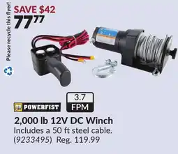 Princess Auto 2,000 lb 12V DC Winch offer
