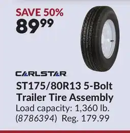 Princess Auto ST175/80R13 5-Bolt Trailer Tire Assembly offer