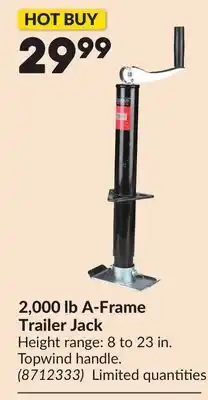 Princess Auto 2,000 lb A-Frame Trailer Jack offer