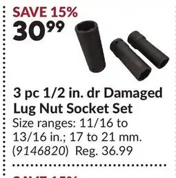 Princess Auto 3 pc 1/2 in. dr Damaged Lug Nut Socket Set offer