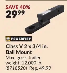 Princess Auto Class V 2 x 3/4 in. Ball Mount offer