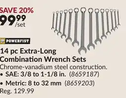 Princess Auto 14 pc Extra-Long Combination Wrench Sets offer