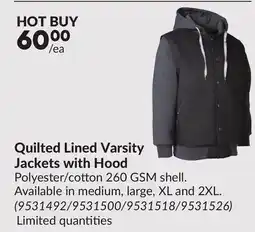 Princess Auto Quilted Lined Varsity Jackets with Hood offer