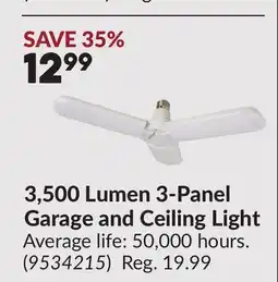 Princess Auto 3,500 Lumen 3-Panel Garage and Ceiling Light offer