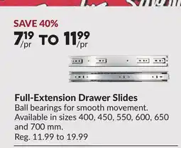 Princess Auto Full-Extension Drawer Slides offer