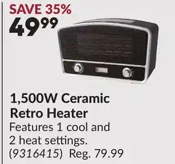 Princess Auto 1,500W Ceramic Retro Heater offer